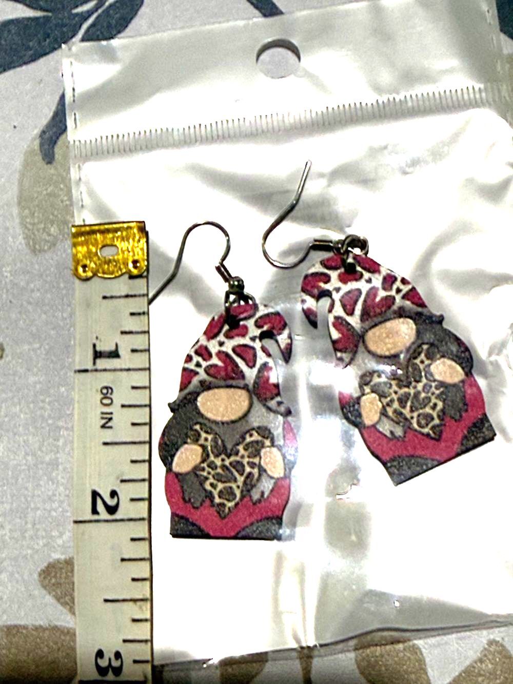 Pink Gnome Heart Drop Earrings - Women Jewelry - Picture 2 of 2